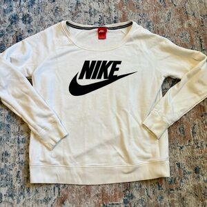 Nike White Crewneck Sweatshirt with Black Logo